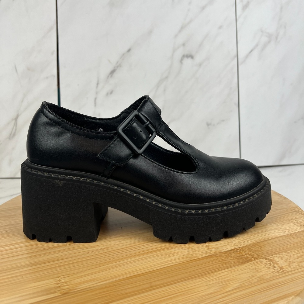 Steve Madden [Madden Girl] Womens Size 5.5 M Black Leather Mary Jane Heels Shoes